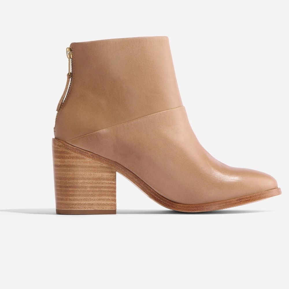 Nisolo Dari Boot 2.0 Brown tan leather Heeled Boots Women’s Size 7.5 GUC bootie